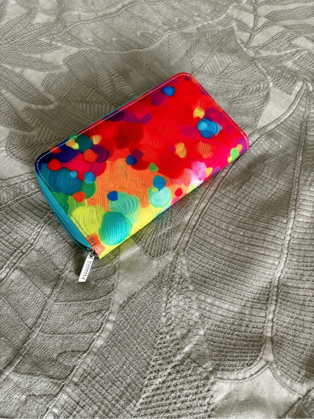 Colorful Zip-Around Wallet - Vibrant Rainbow Spot Print